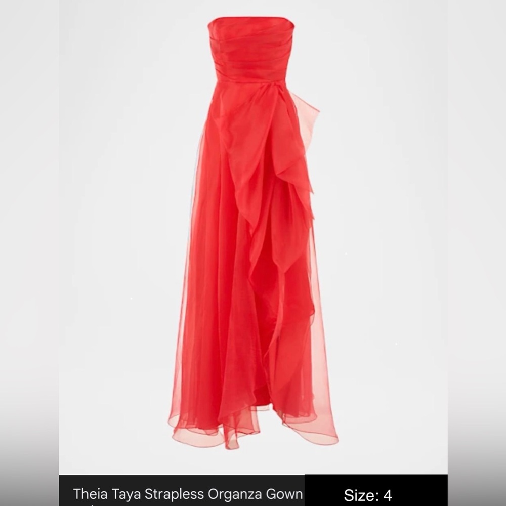 Theia Teresa Draped Strapless Gown, Color: Begonia, Size 4, NWT Designer
